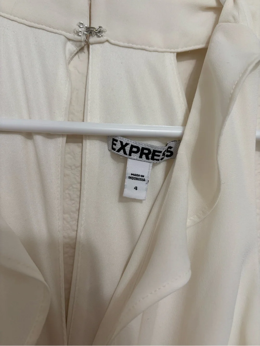 Express Cream Ruffle-Front Mini Dress - Picture 7 of 7